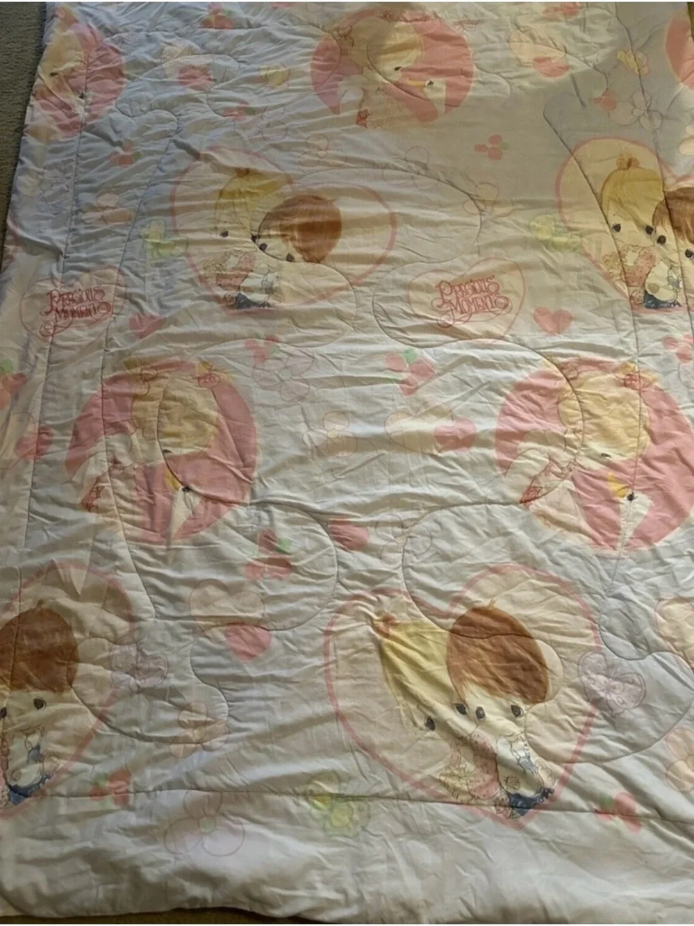 2002 Precious Moments Twin Comforter Quilt Blanket 64x86
